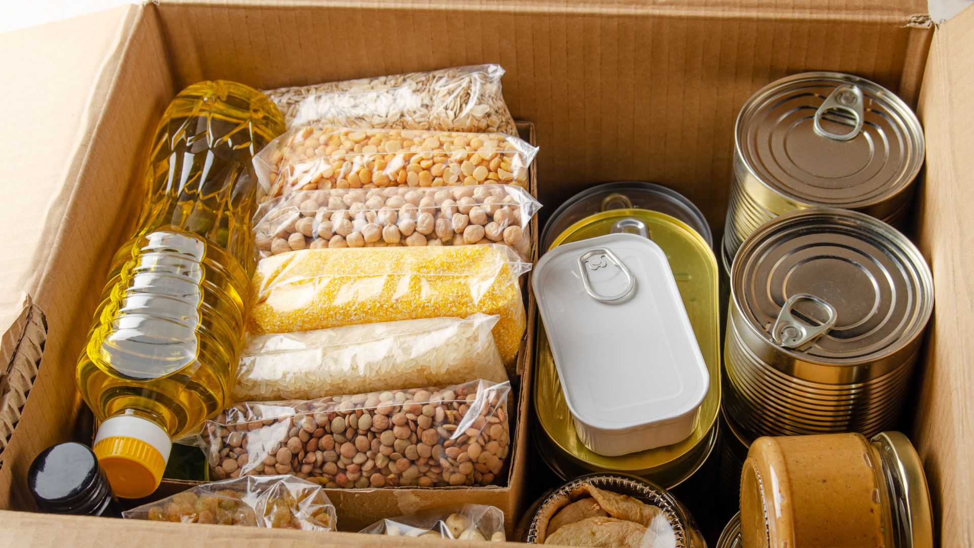 food in a cardboard box
