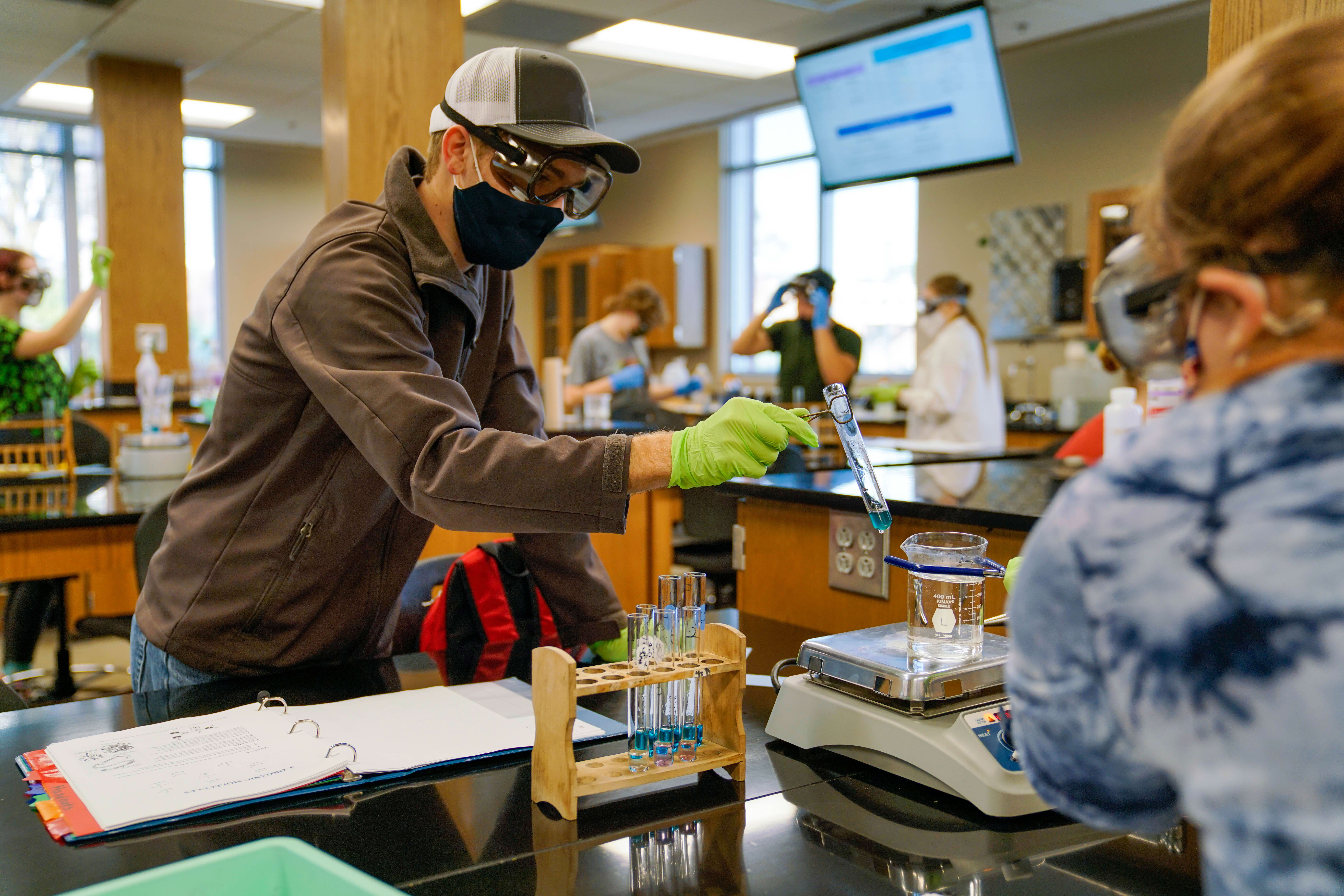 students in a science lab