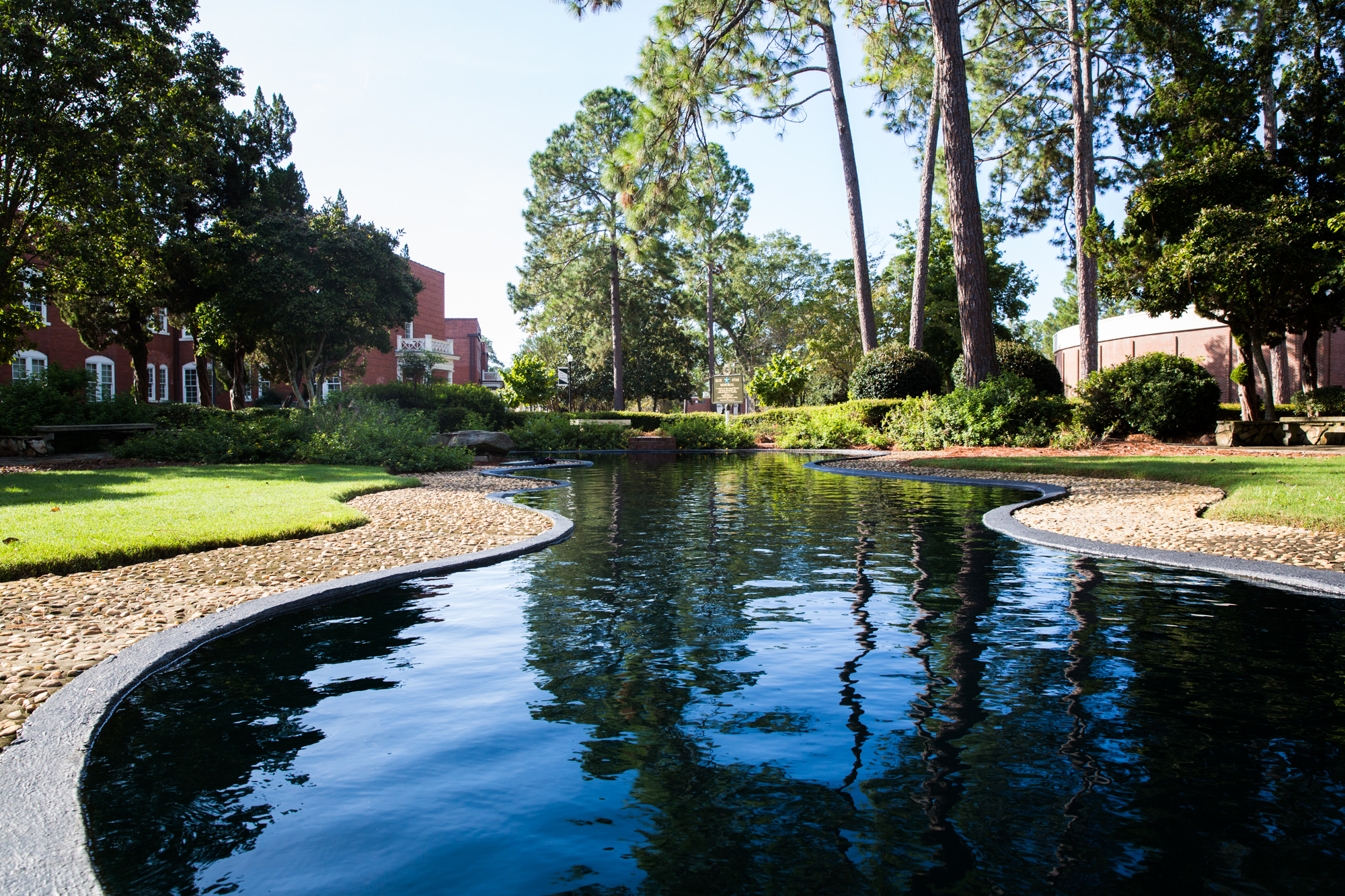 reflection pool at Baldwin Memorial Gardens