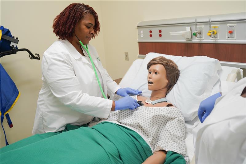 nursing student in a lab