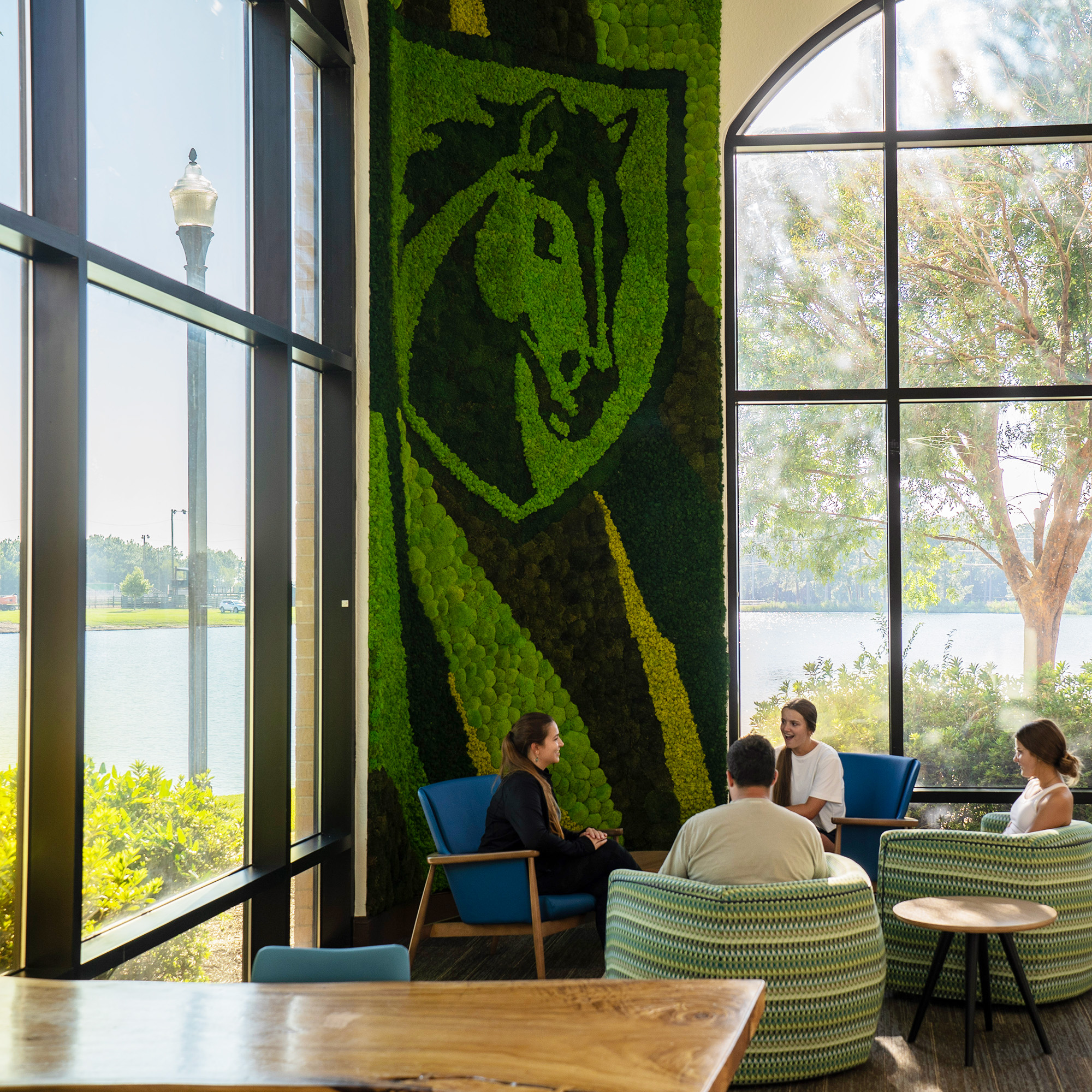 students hanging out in residence hall